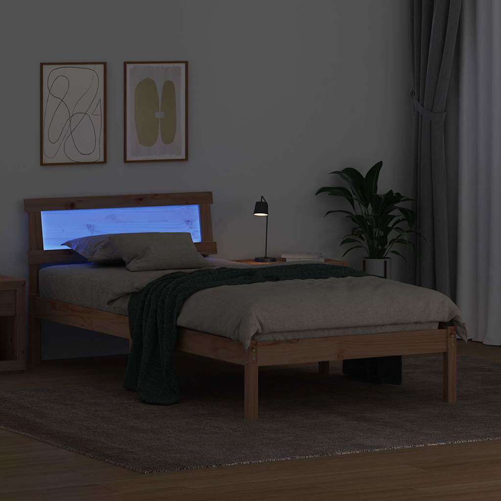 Bettgestell mit Kopfteil Braun 80 x 200 cm Massivholz Kiefer
