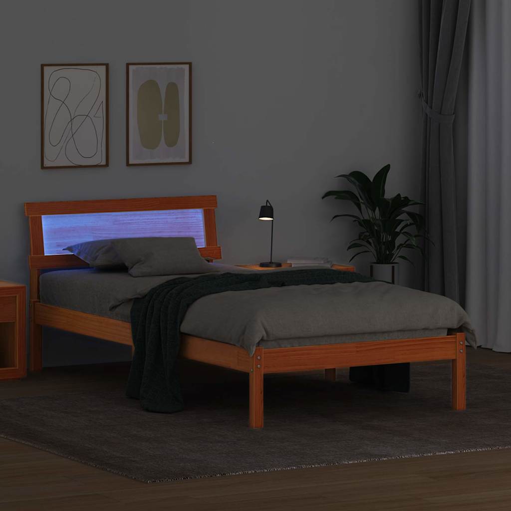 Bettgestell Wachsbraun 80 x 200 cm Massivholz Kiefer
