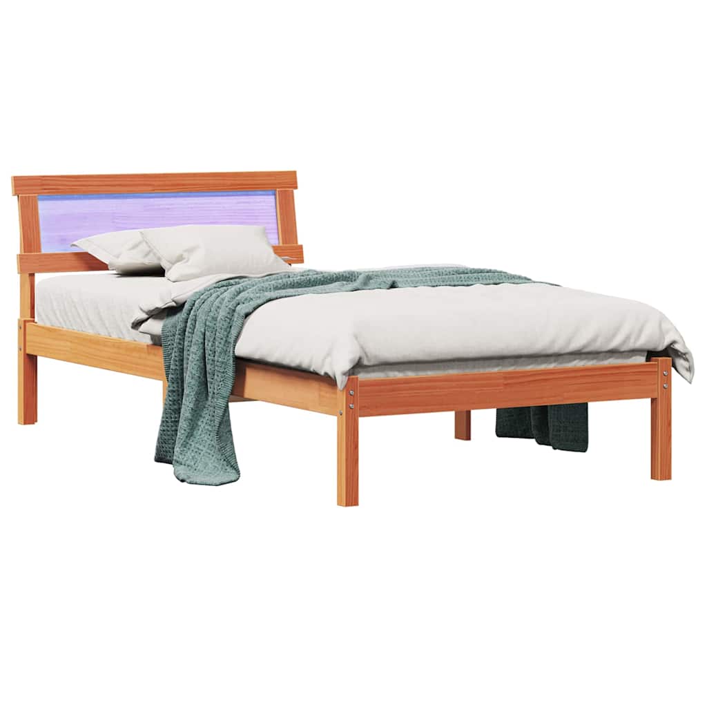 Bettgestell Wachsbraun 90 x 190 cm Massivholz Kiefer