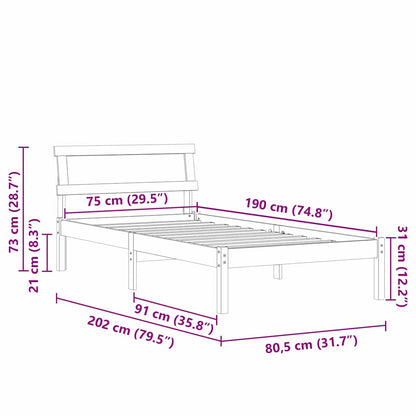 Bettgestell mit Kopfteil Braun 75 x 190 cm Massivholz Kiefer