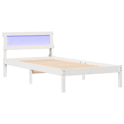Bettgestell mit Kopfteil Weiß 75 x 190 cm Massivholz Kiefer