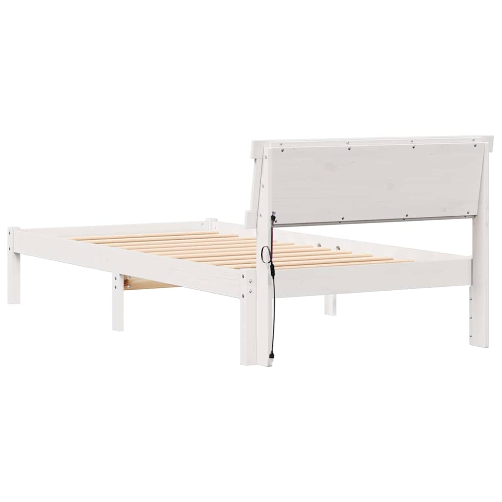 Bettgestell mit Kopfteil Weiß 75 x 190 cm Massivholz Kiefer