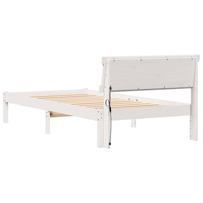 Bettgestell mit Kopfteil Weiß 75 x 190 cm Massivholz Kiefer