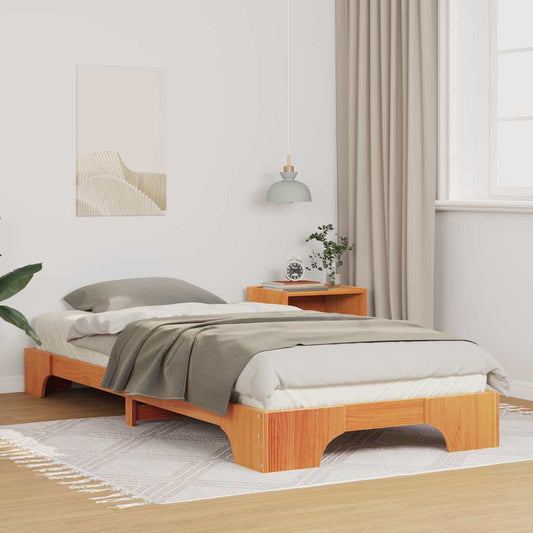 Bodenbettgestell Braun 80 x 210 cm Massivholz Kiefer