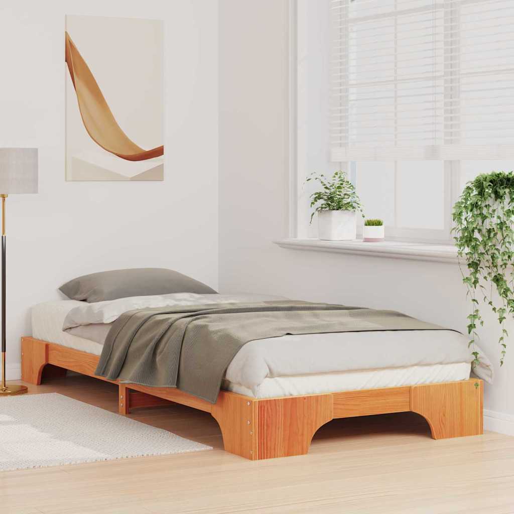 Bodenbettgestell Braun 80 x 210 cm Massivholz Kiefer