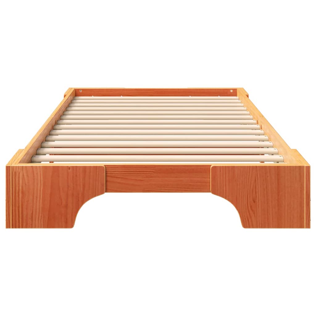 Bodenbettgestell Braun 80 x 210 cm Massivholz Kiefer