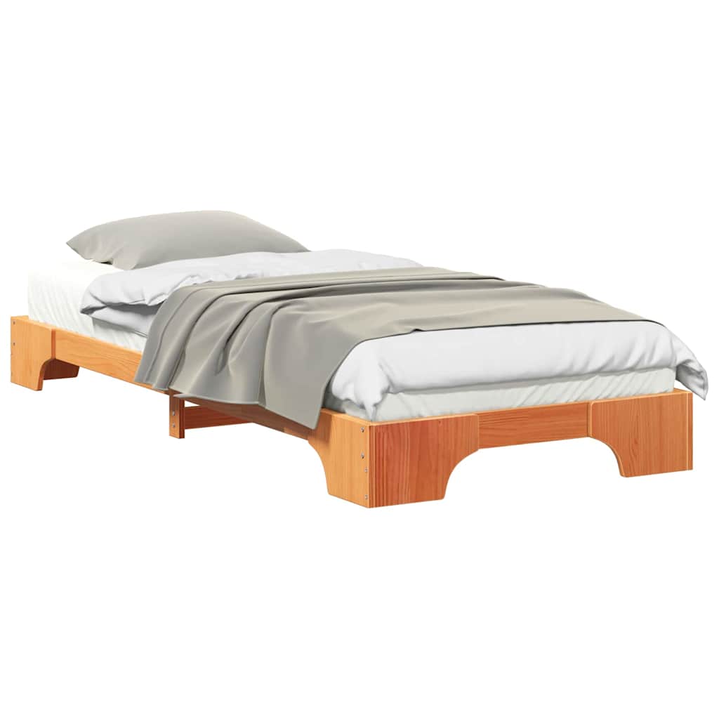 Bodenbettgestell Braun 80 x 210 cm Massivholz Kiefer