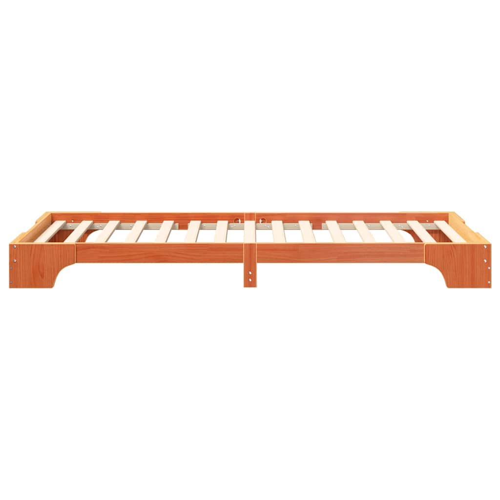 Bodenbettgestell Braun 80 x 210 cm Massivholz Kiefer