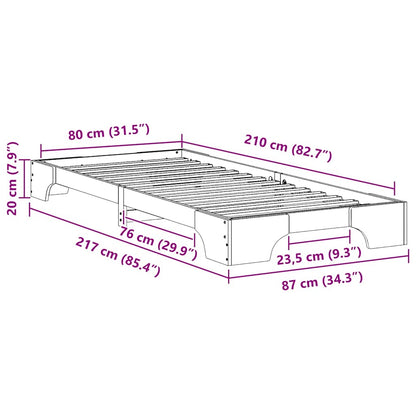 Bodenbettgestell Braun 80 x 210 cm Massivholz Kiefer