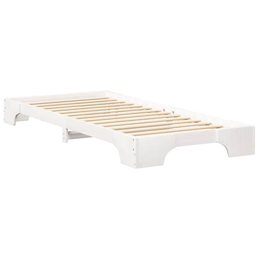 Bodenbettgestell mit Speicher Weiß 90 x 210 cm Holz