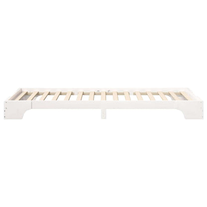 Bodenbettgestell mit Speicher Weiß 90 x 210 cm Holz