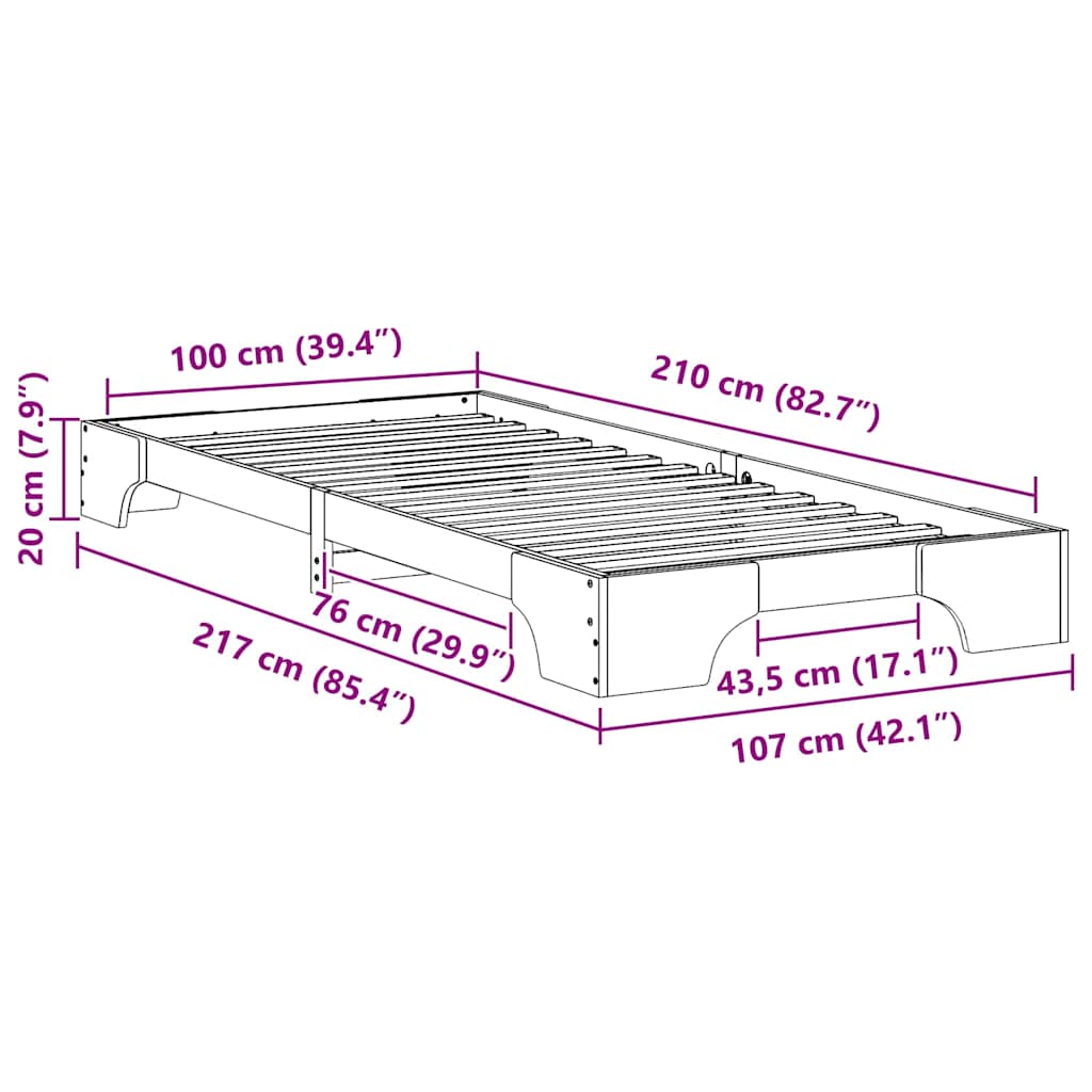 Bodenbettgestell mit Speicher Braun 100 x 210 cm Holz