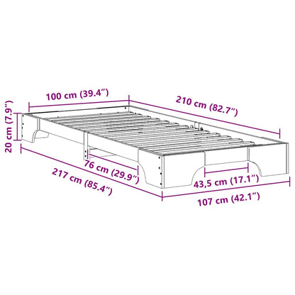 Bodenbettgestell mit Speicher Braun 100 x 210 cm Holz