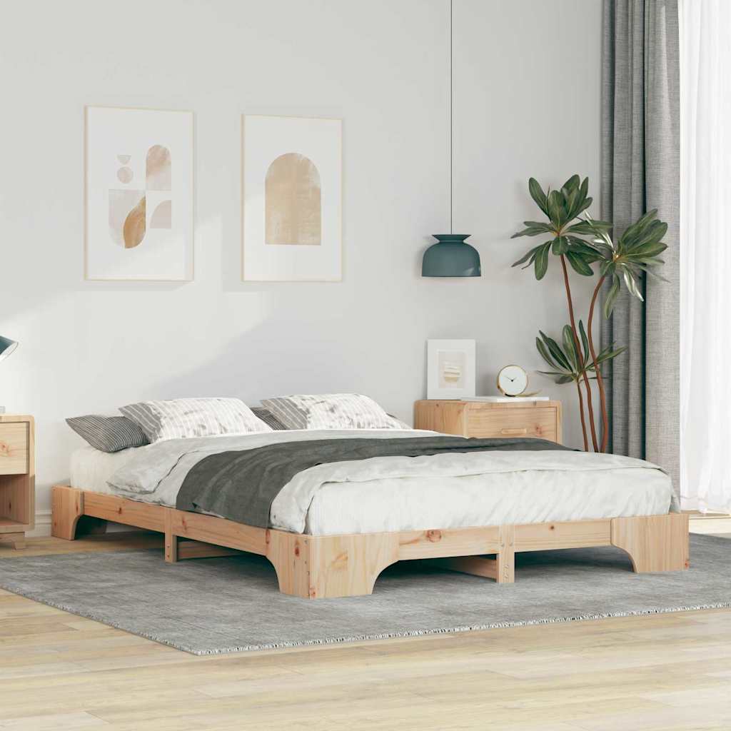 Bodenbettgestell mit Speicher Braun 140 x 210 cm Holz