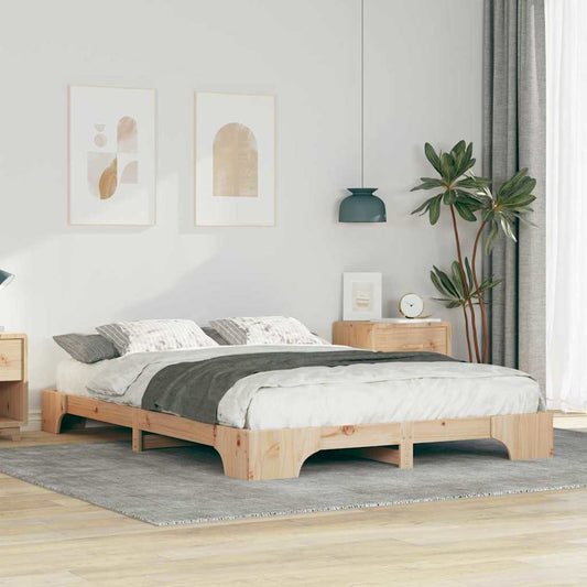 Bodenbettgestell mit Speicher Braun 140 x 210 cm Holz