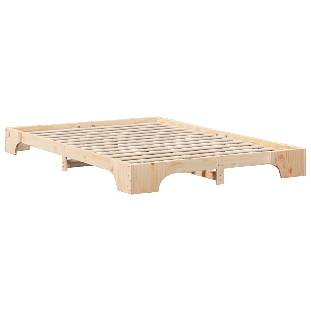 Bodenbettgestell mit Speicher Braun 140 x 210 cm Holz