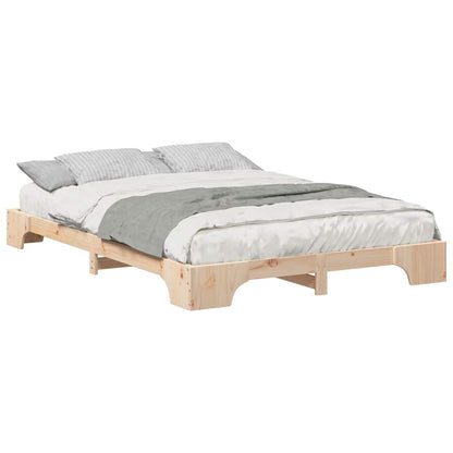 Bodenbettgestell mit Speicher Braun 140 x 210 cm Holz