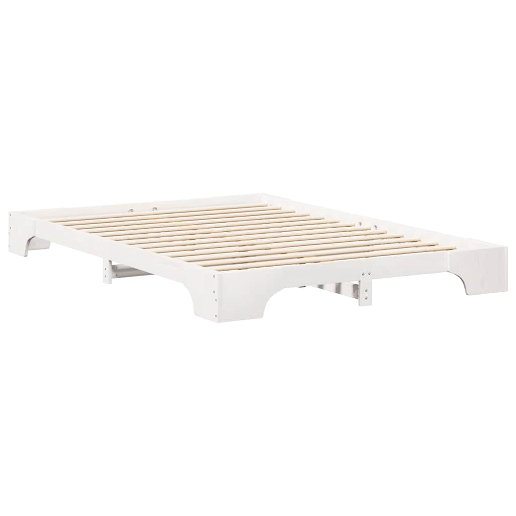 Bodenbettgestell mit Speicher Weiß 140 x 210 cm Holz
