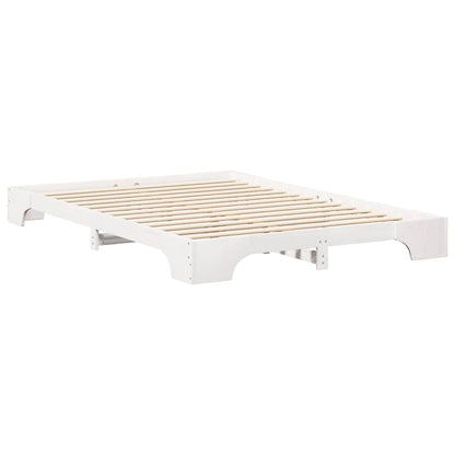 Bodenbettgestell mit Speicher Weiß 140 x 210 cm Holz