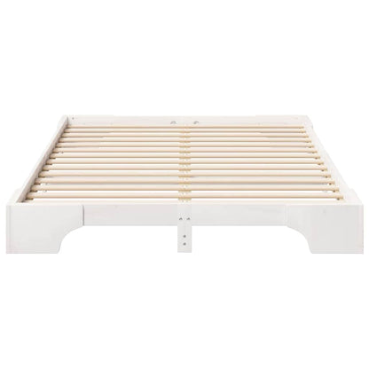 Bodenbettgestell mit Speicher Weiß 140 x 210 cm Holz