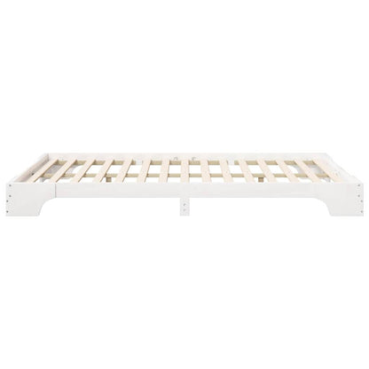 Bodenbettgestell mit Speicher Weiß 140 x 210 cm Holz