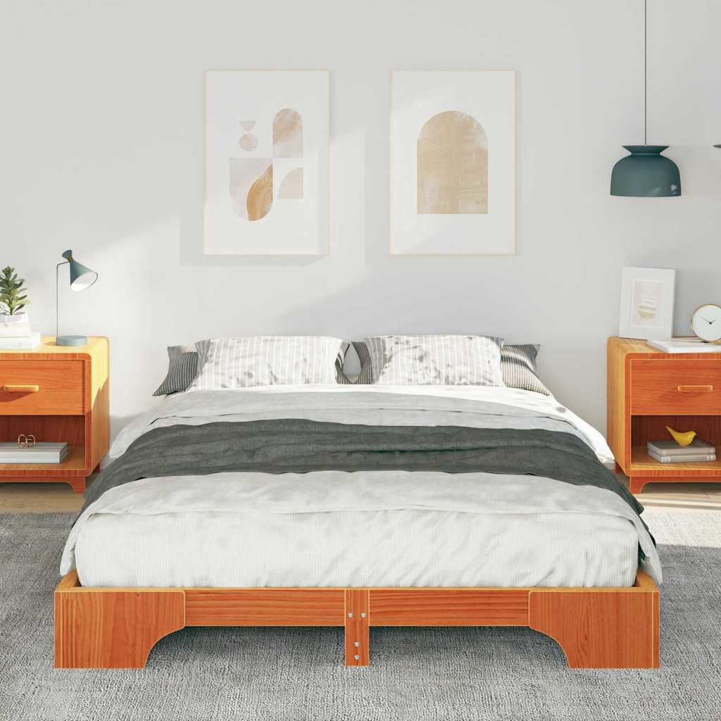 Bodenbettgestell mit Speicher Braun 140 x 210 cm Holz