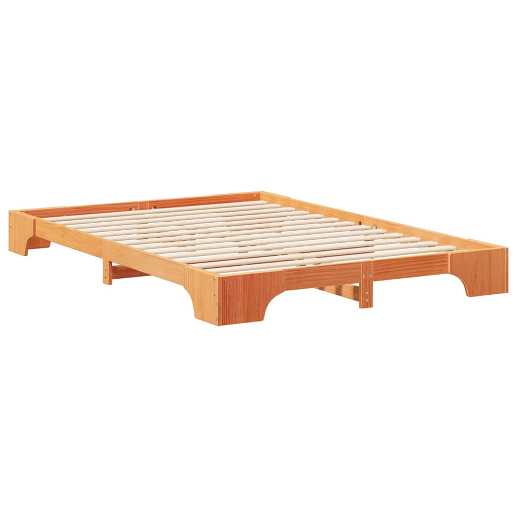 Bodenbettgestell mit Speicher Braun 140 x 210 cm Holz