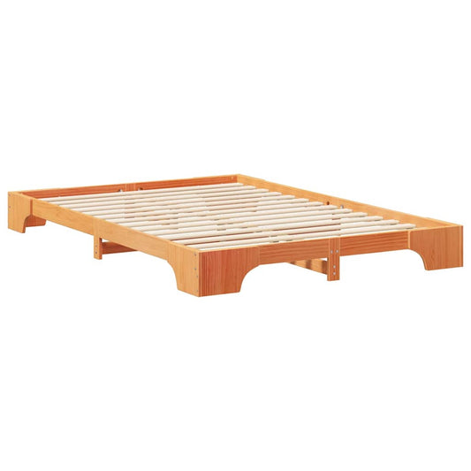 Bodenbettgestell mit Speicher Braun 140 x 210 cm Holz