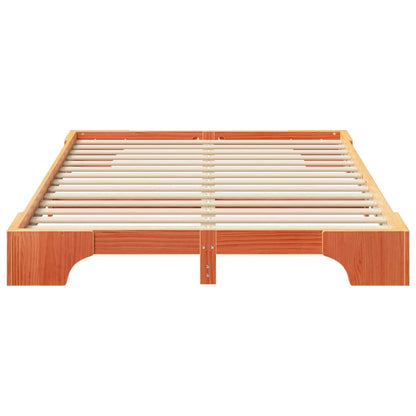Bodenbettgestell mit Speicher Braun 140 x 210 cm Holz