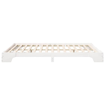 Bodenbettgestell mit Speicher Weiß 160 x 210 cm Holz
