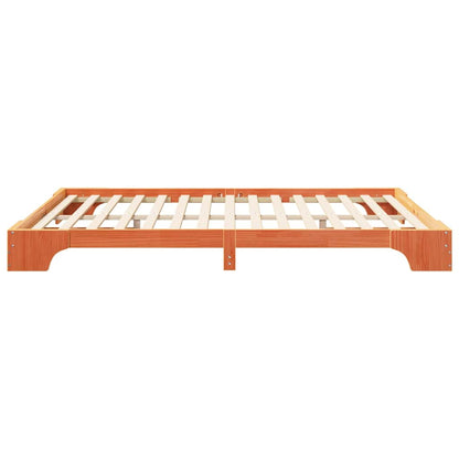 Bodenbettgestell mit Speicher Braun 160 x 210 cm Massivholz