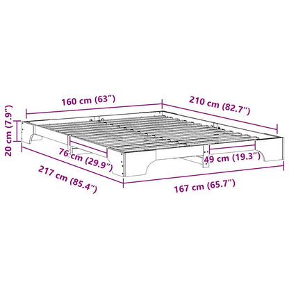 Bodenbettgestell mit Speicher Braun 160 x 210 cm Massivholz