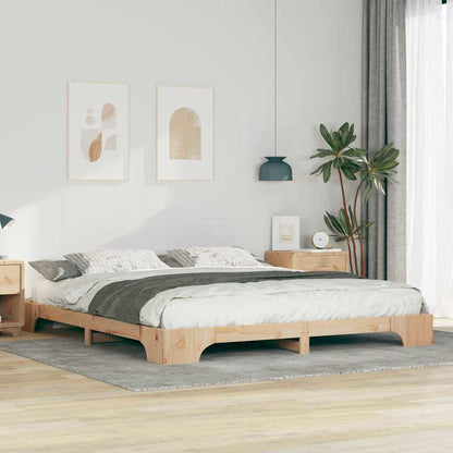 Bodenbettgestell Braun 180 x 210 cm Massivholz Kiefer