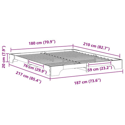 Bodenbettgestell Braun 180 x 210 cm Massivholz Kiefer