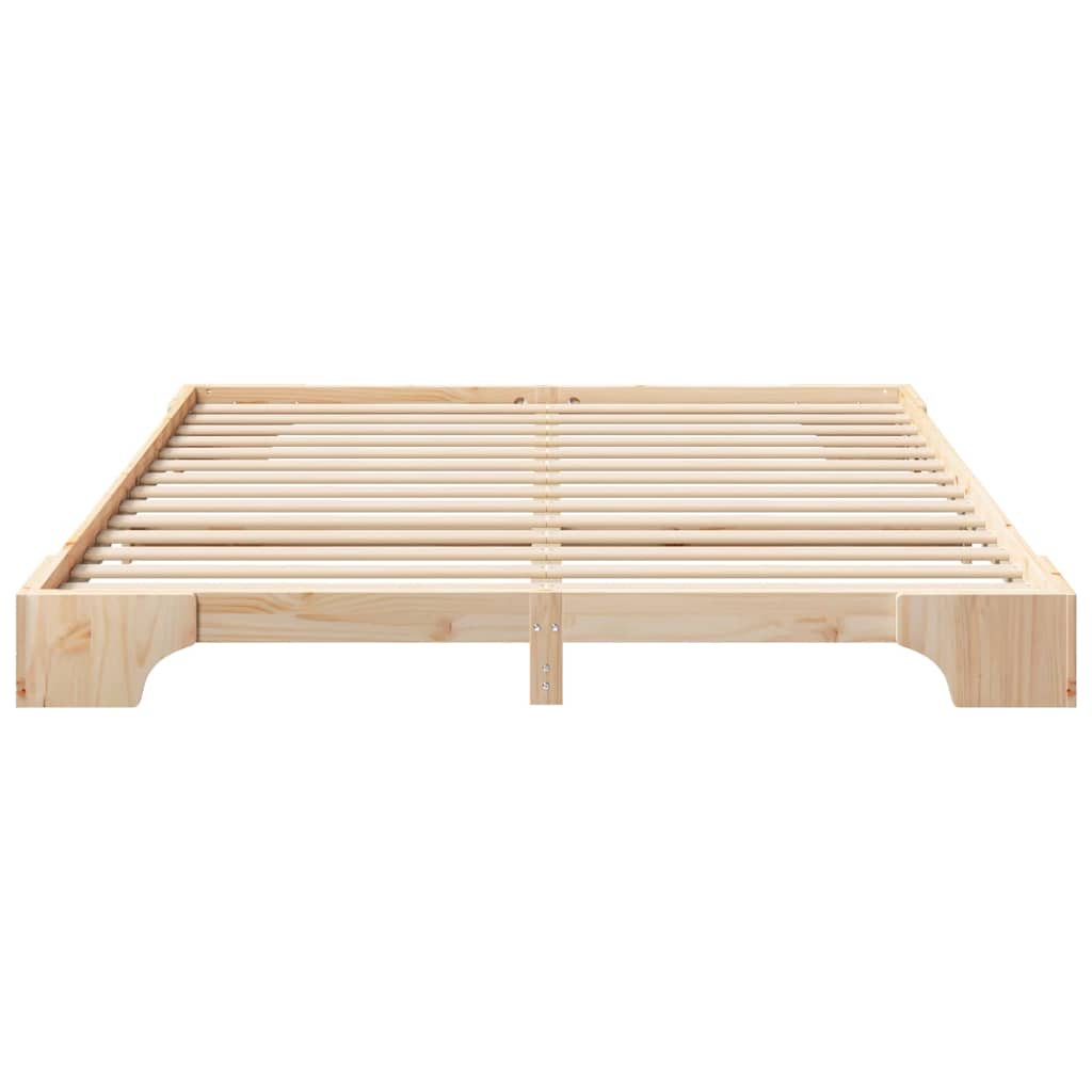 Bodenbettgestell Braun 200 x 210 cm Massivholz Kiefer