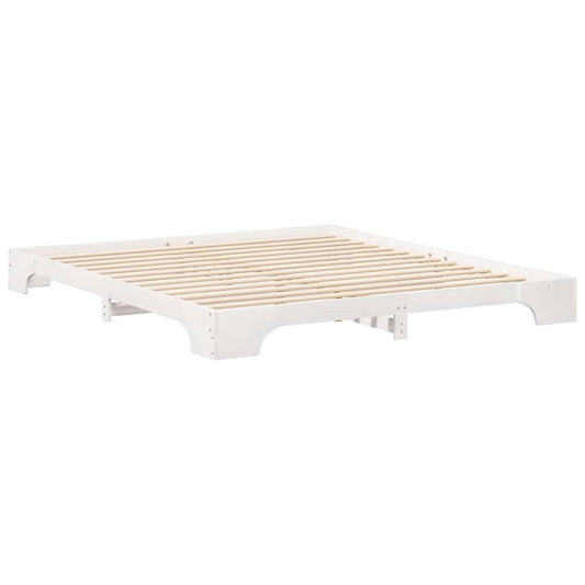 Bodenbettgestell mit Speicher Weiß 200 x 210 cm Holz