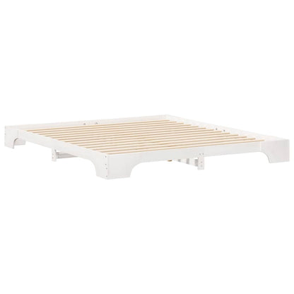 Bodenbettgestell mit Speicher Weiß 200 x 210 cm Holz