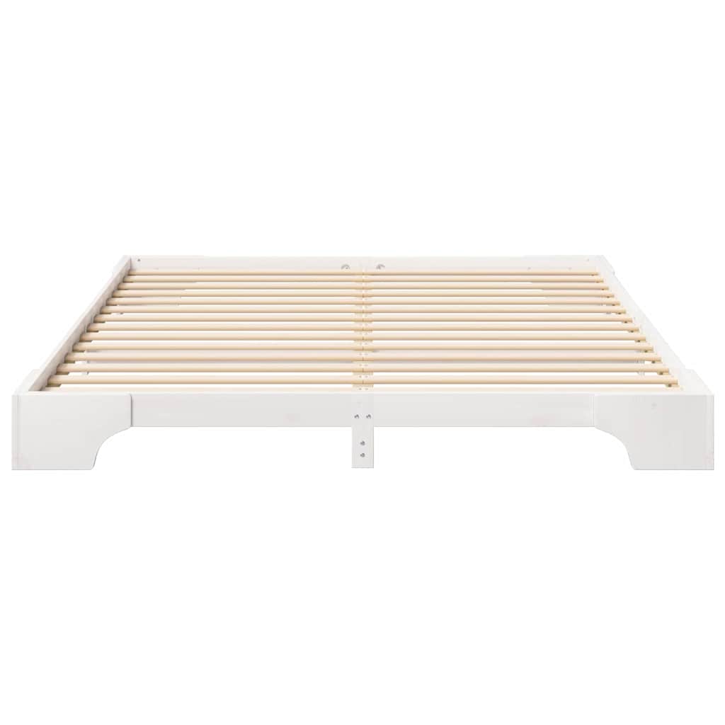 Bodenbettgestell mit Speicher Weiß 200 x 210 cm Holz