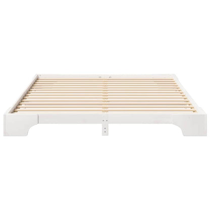 Bodenbettgestell mit Speicher Weiß 200 x 210 cm Holz