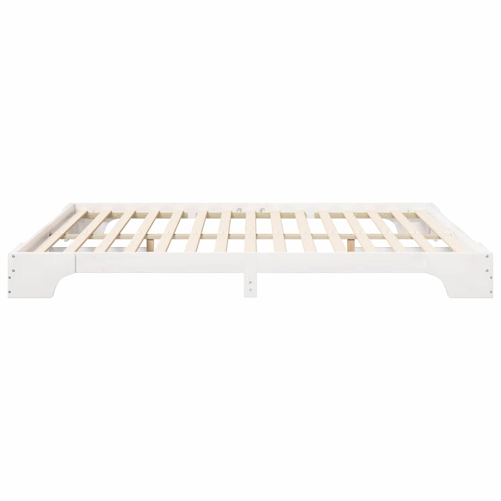 Bodenbettgestell mit Speicher Weiß 200 x 210 cm Holz