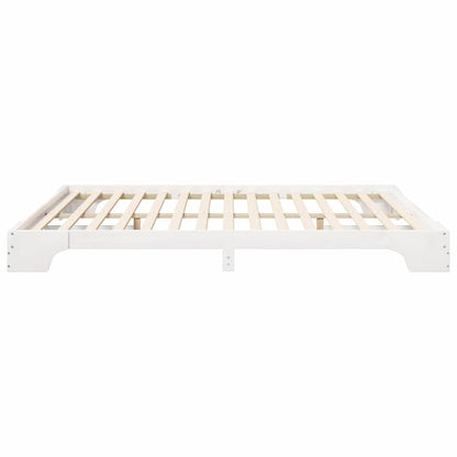 Bodenbettgestell mit Speicher Weiß 200 x 210 cm Holz