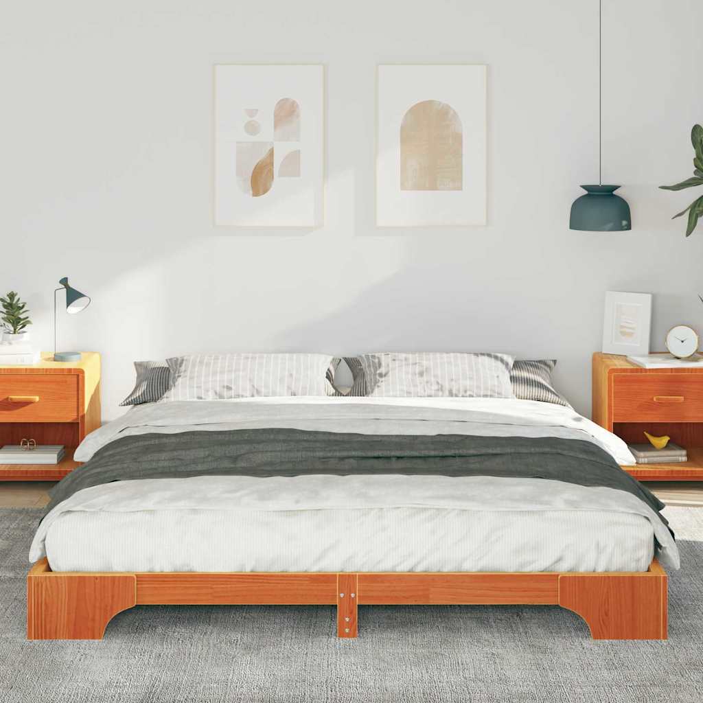 Bodenbettgestell mit Speicher Braun 200 x 210 cm Holz