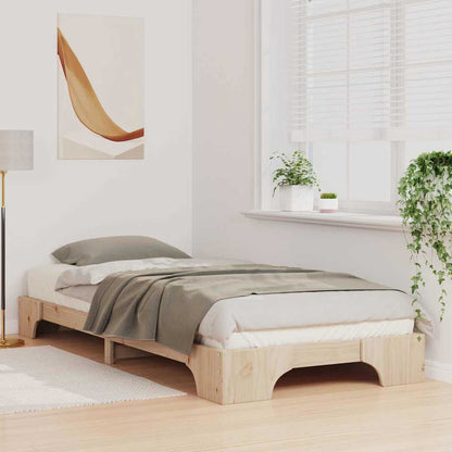 Bodenbettgestell Braun 80 x 220 cm Massivholz Kiefer