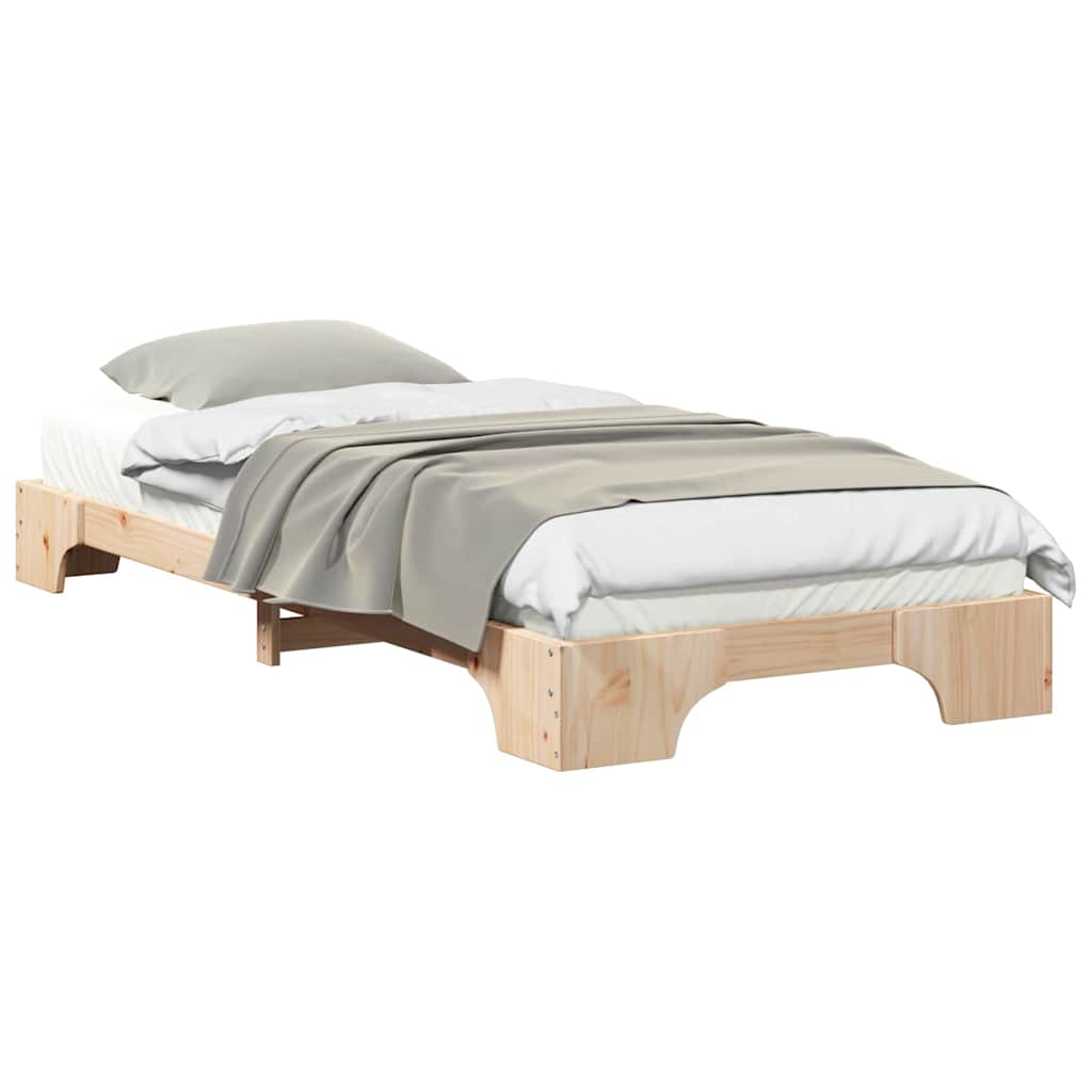 Bodenbettgestell Braun 80 x 220 cm Massivholz Kiefer