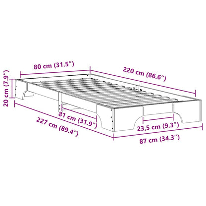 Bodenbettgestell Braun 80 x 220 cm Massivholz Kiefer