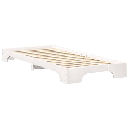 Bodenbettgestell mit Speicher Weiß 90 x 220 cm Holz