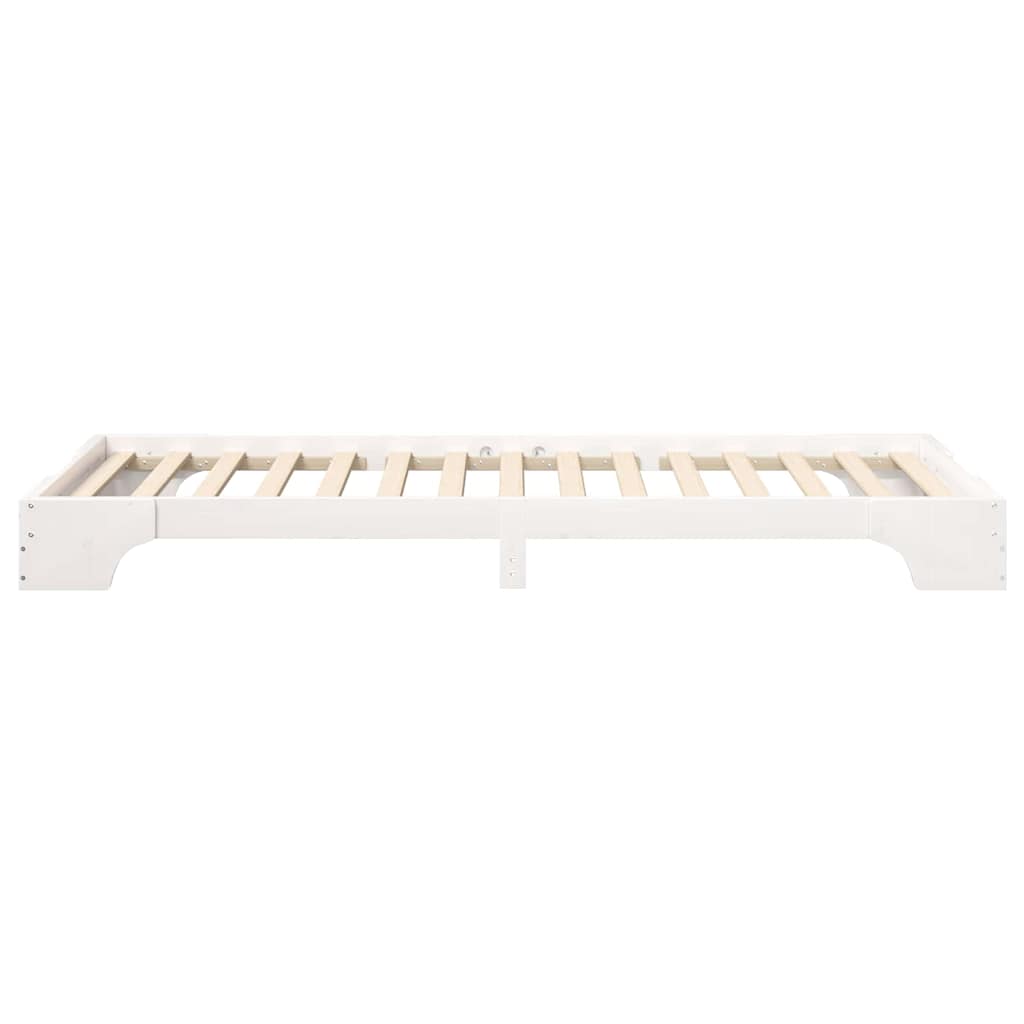 Bodenbettgestell mit Speicher Weiß 90 x 220 cm Holz