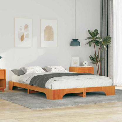 Bodenbettgestell Braun 140 x 220 cm Massivholz Kiefer