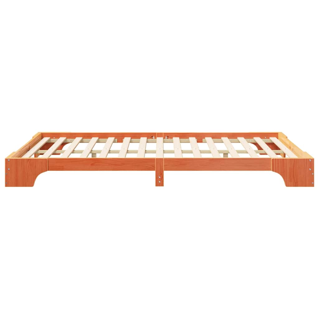 Bodenbettgestell Braun 140 x 220 cm Massivholz Kiefer