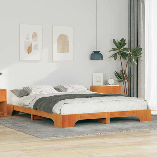 Bodenbettgestell Braun 160 x 220 cm Massivholz Kiefer